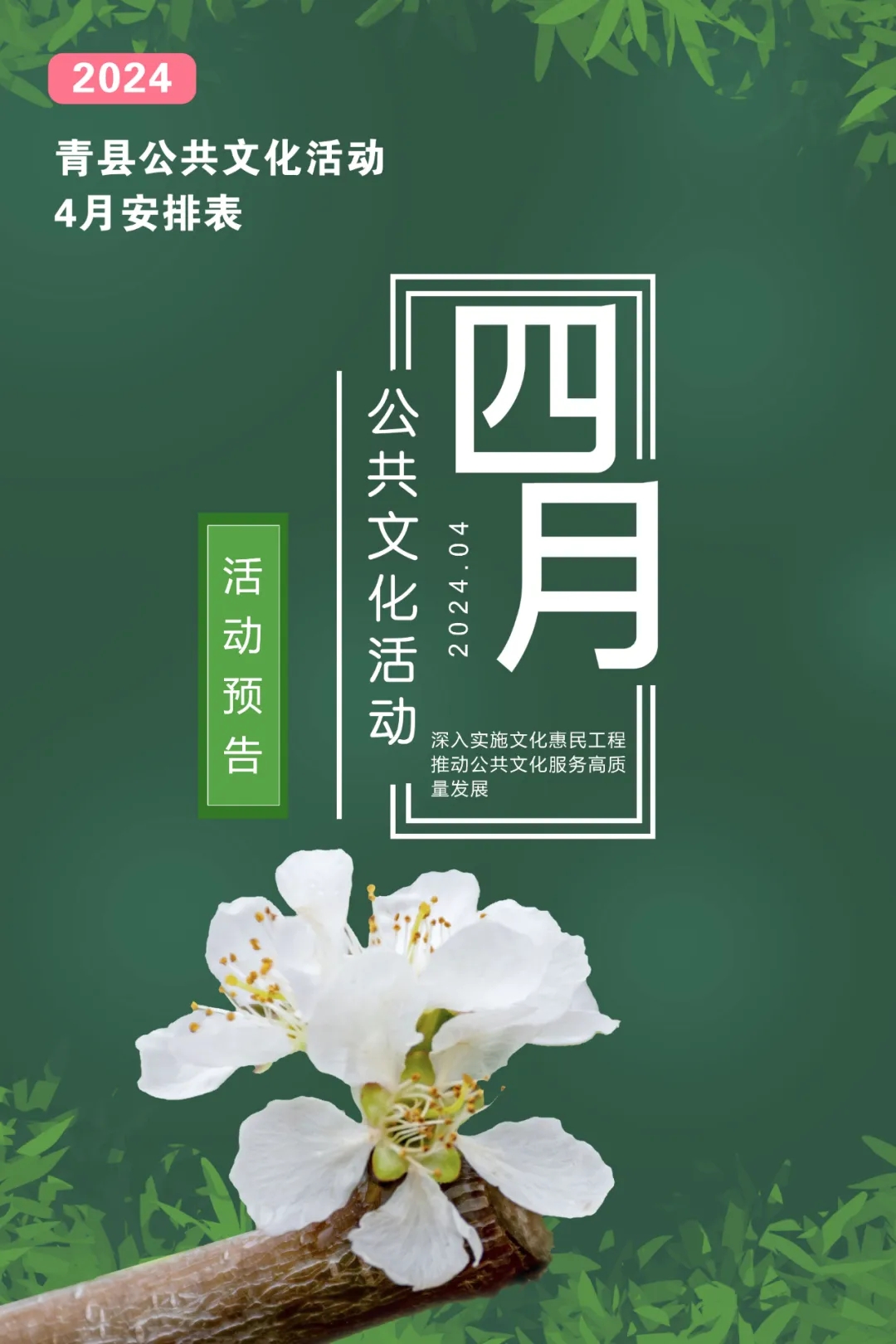 青县4月公共文化活动预告来啦！转发收藏！